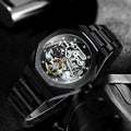 Silver Automatic Watch Men 3D Diamond Dial Irregular Tourbillon Skeleton Mechanical Wristwatches Luminous Hands Clock